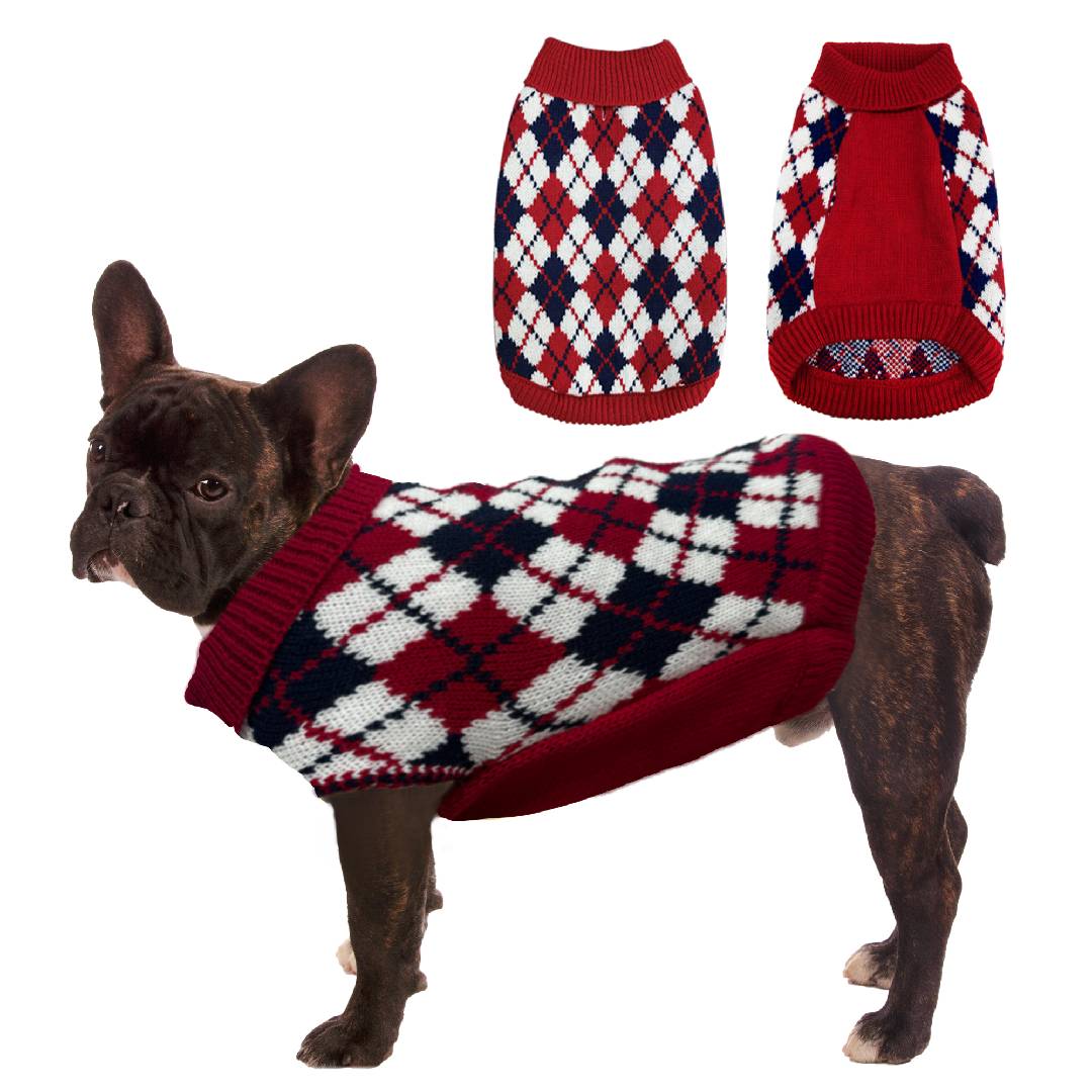 Dog Sweater Winter Warm Turtleneck Sweatshirt, Holiday Theme Puppy Costume Christmas Outfit for Dog Cat, L