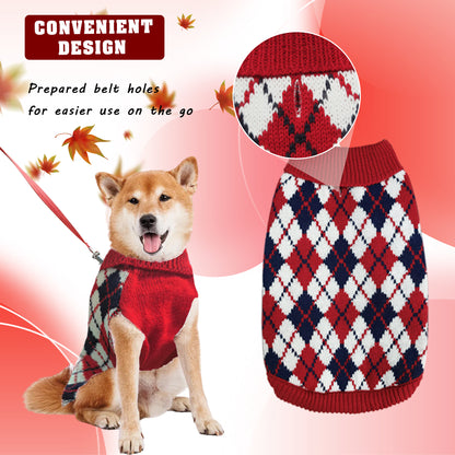 Dog Sweater Winter Warm Turtleneck Sweatshirt, Holiday Theme Puppy Costume Christmas Outfit for Dog Cat, L