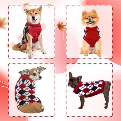 Dog Sweater Winter Warm Turtleneck Sweatshirt, Holiday Theme Puppy Costume Christmas Outfit for Dog Cat, L